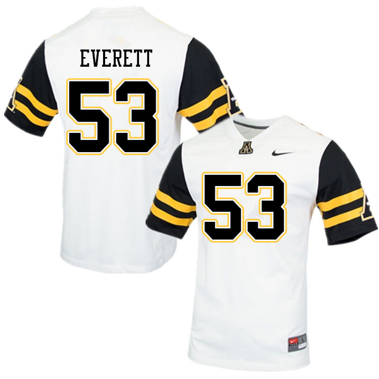 Men #53 Troy Everett Appalachian State Mountaineers College Football Jerseys Sale-White